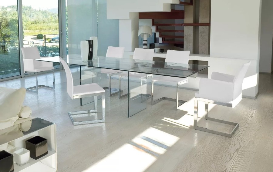 Antonello Italia Miami Glass Extendning Dining Table
