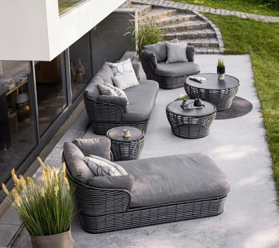 Cane-line Basket lounge chair, incl. Cane-line AirTouch cushion set