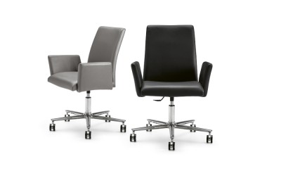 Eforma Ekta 5 Way Upholstered Office Chair & Armchair Height Adjustable with Polished Aluminium Swivel 5 Way Base