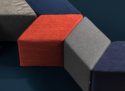 Furninova Hexagon Footstools in Fabric or Leather