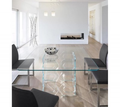 Antonello Italia Glenn Rectangular Glass Fixed Dining Table