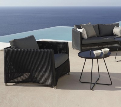 Cane-line Outdoor Diamond Lounge Chair with Quick Dry Cushions
