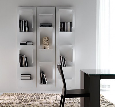 Cattelan Italia Fifty Modular wall Bookcase, lacquered embossed wood