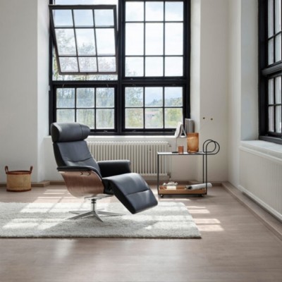 Conform Timeout with Built-in Footrest Chair Lounge Chair Swivel Base in Fabric or Leather