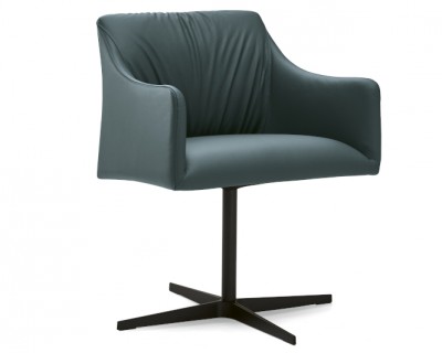Eforma Isidora 4 Way Upholstered Office Armchair with Painted or Polished Aluminium Swivel 4 Way Base