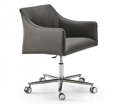 Eforma Isidora 5 Way Upholstered Office Armchair with Polished Aluminium Swivel 5 Way Base & Adjustable Height