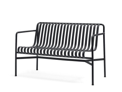 Hay Palissade Dining Bench with Arms in Anthracite (Dark Grey)