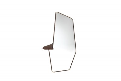 Porada Ops 3 Wall Mirror with Shelf in Canaletta Walnut