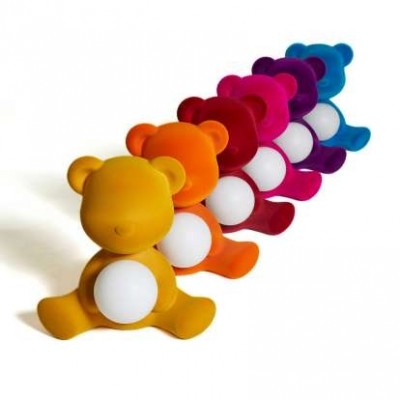 Qeeboo Teddy Girl Lamp Velvet Finish with Rechargeable Led
