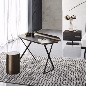 Cattelan Italia COCOON Leather Desk, titanium, bronze or black
