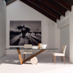 Cattelan Italia Valentino Dining Table, Rectangular, Shaped, Oval, Oblong, Glass, Wood, Stone