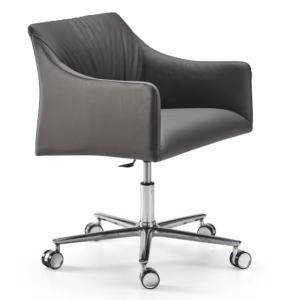 Eforma Isidora 5 Way Upholstered Office Armchair with Polished Aluminium Swivel 5 Way Base & Adjustable Height