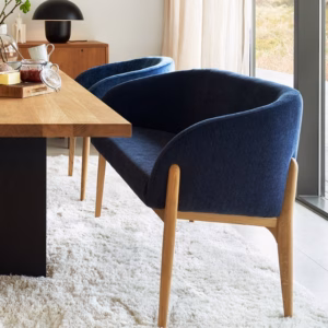 SITS Jenny Bistro Sofa, Fabric, Leather Upholstery, Solid Wood Legs