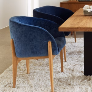 SITS Jenny Bistro Chair, Fabric, Leather Upholstery, Solid Wood Legs