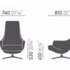 Vitra Repos Lounge Chair in Leather or Fabric with Ottoman or Panchina