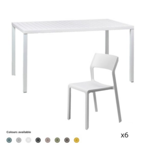 Nardi Outdoor Cube Table and 6 Trill Chairs - set