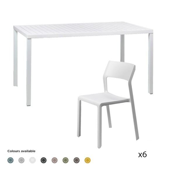 Nardi Outdoor Cube Table and 6 Trill Chairs - set