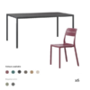 Nardi Outdoor Piave Table and 6 Cassia Chairs - set