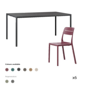 Nardi Outdoor Piave Table and 6 Cassia Chairs - set