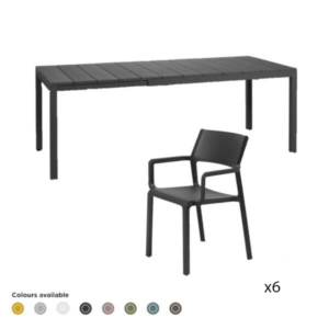 Nardi Outdoor Rio table and 6 Trill armchairs - set