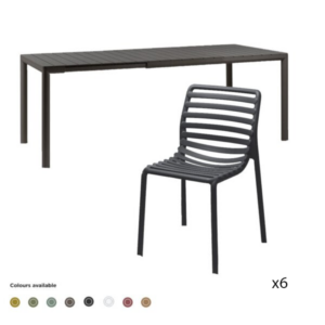 Nardi Outdoor Tevere Table and 6 Doga chairs - set